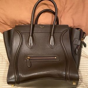 CELINE MINI LUGGAGE HANDBAG IN DRUMMED CALFSKIN